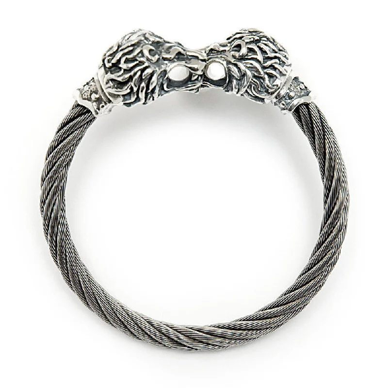 Lion Head Cable Bangle Bracelet