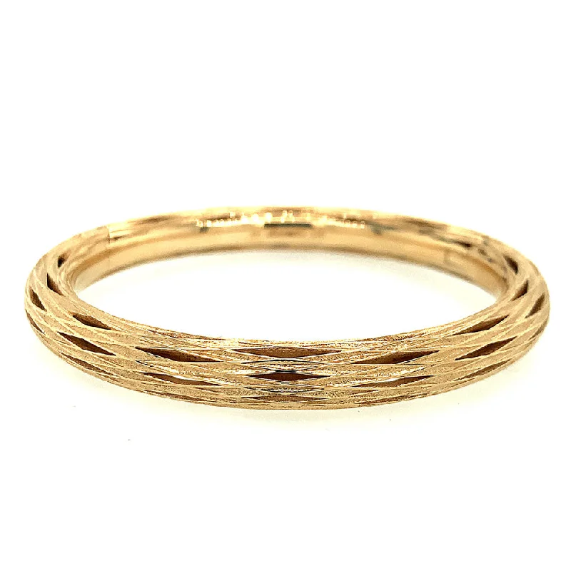 Diamond and Yellow Gold Bangle Bracelet - "Orb New Reeds"