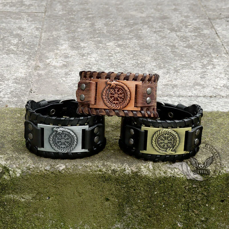 Ouroboros Vegvisir Wristband Leather Bracelet