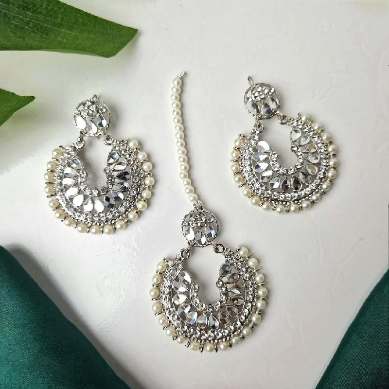 Sehar Earrings and Teeka Set(Silver)