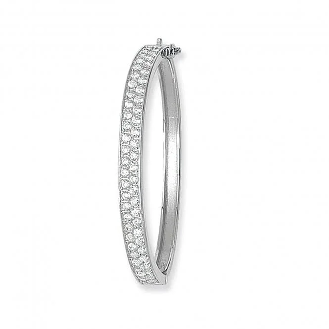 Acotis Silver Bangle Zirconia Oval Hinged G4104