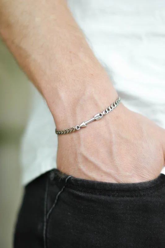 Silver arrow chain bracelet for men, gift for him