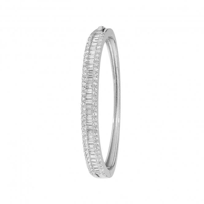 Acotis Silver Babies Oval Zirconia Hinged Bangle G4238