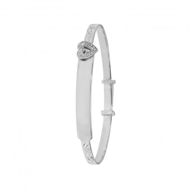 Acotis Silver Jewellery Heart Bangle with Zirconia for Baby Girls G4030