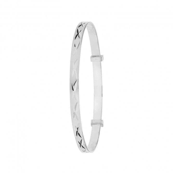 Acotis Silver Babies Expandable Bangle with Round Dia Cut Design G4359