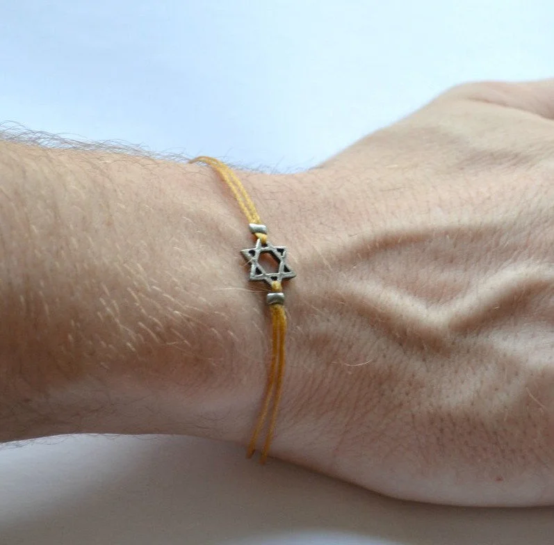 Silver Star of David bracelet for men, brown cord, handmade gift for him