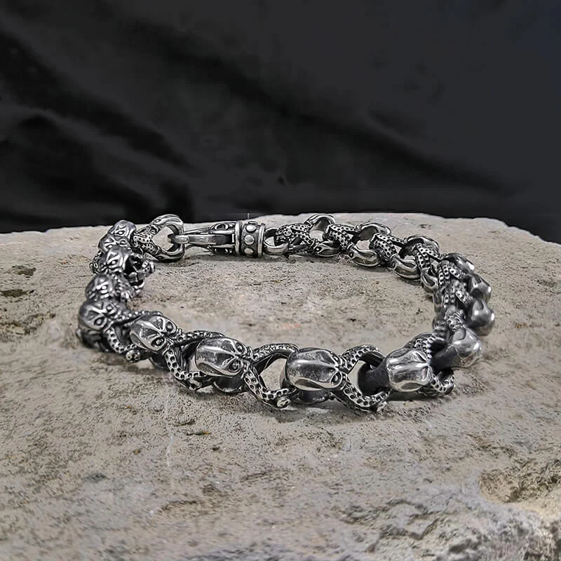 Skull Octopus Stainless Steel Biker Bracelet