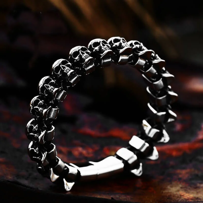 Surrounded Skulls Stainless Steel Bracelet