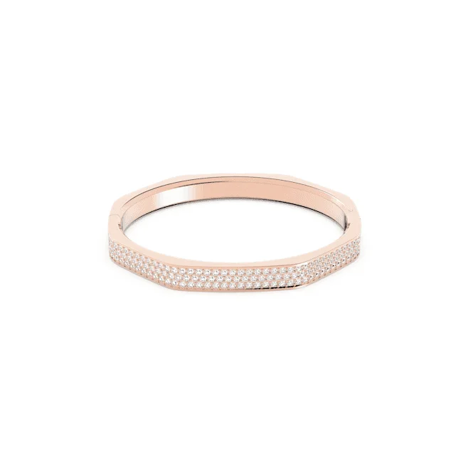 Dextera Octagon Pavé White Rose Gold-tone Plated Bangle