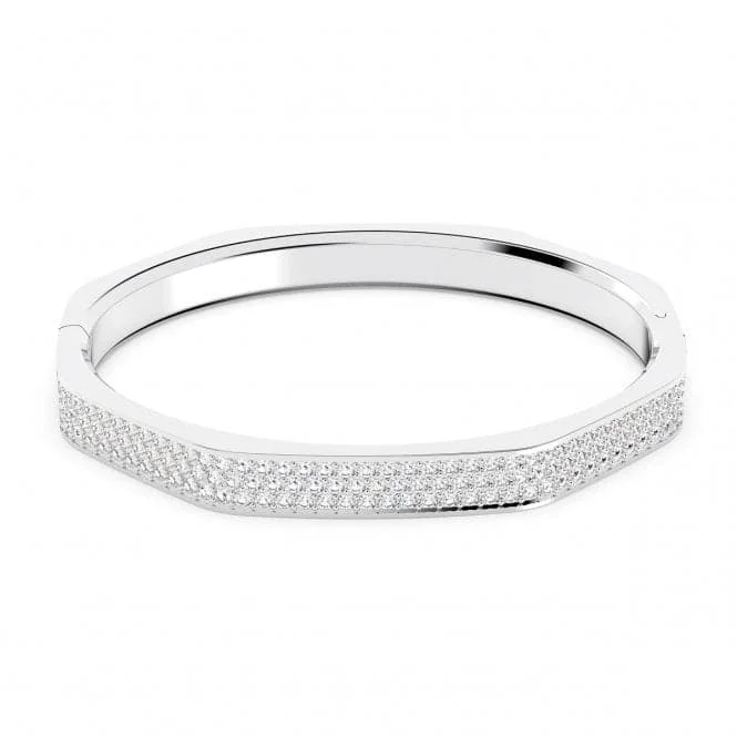 Dextera Rhodium Plated White Octagon Bangle