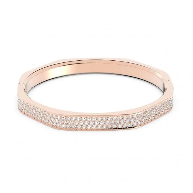 Dextera Rose Gold-Tone Plated White Octagon Bangle