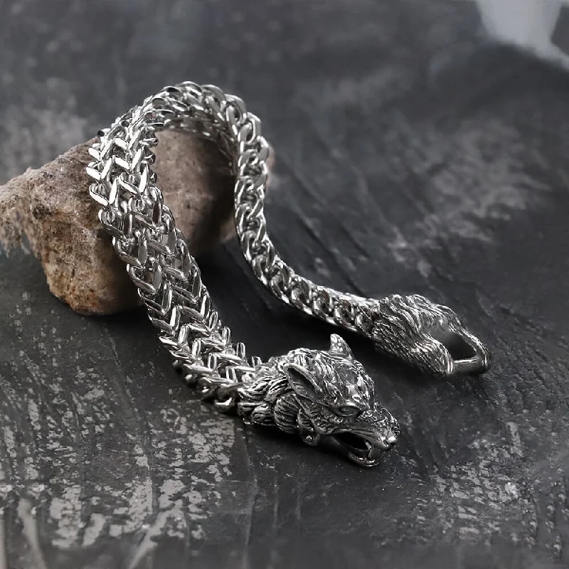 Tail-biting Wolf Stainless Steel Bracelet