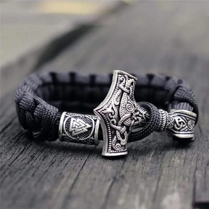 Thor's Hammer Braided Rope Viking Bracelet