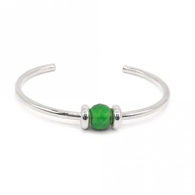 Green Onyx Silver Bangle