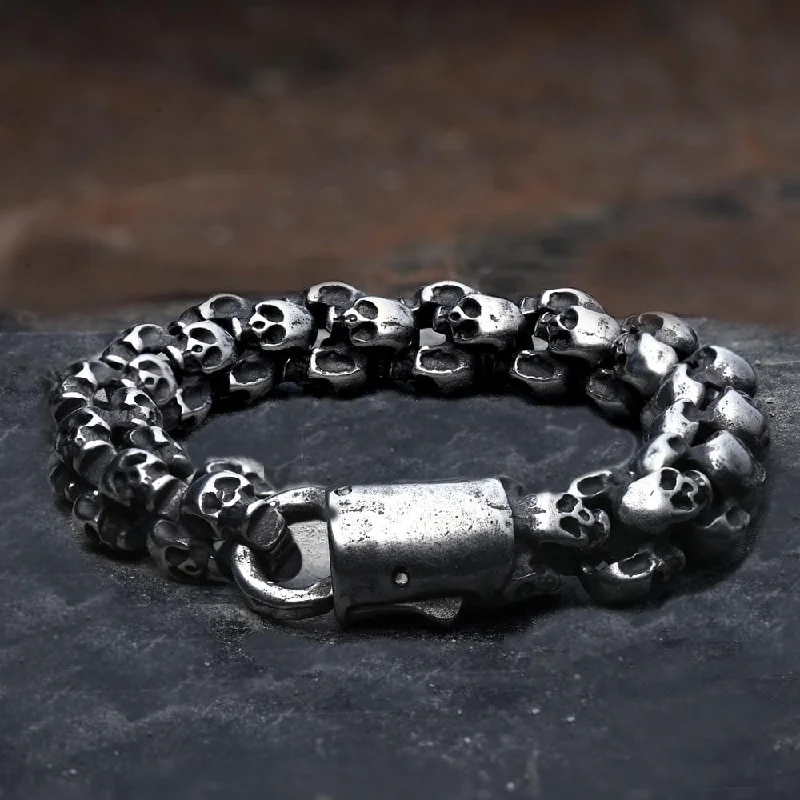 Vintage Stainless Steel Skull Bracelet