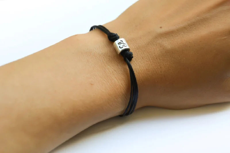 Zodiac signs bracelet, Capricorn sign, black cord, birthday gift for her