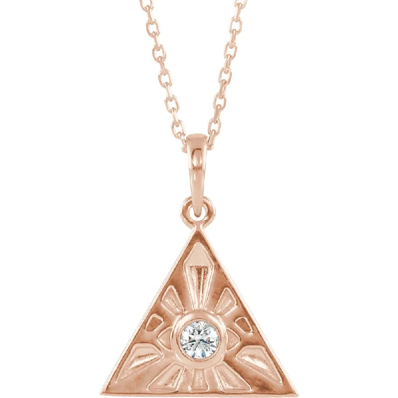 14K Gold & 1/10 CT Diamond Eye of Providence Necklace, 16-18 Inch