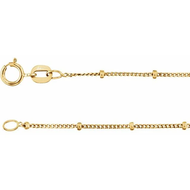 14k Gold Solid Beaded Curb Chain