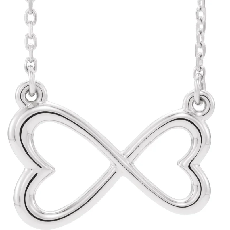 14k White or Yellow Gold Infinity Inspired Heart Necklace, 16-18 Inch