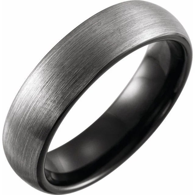 Black PVD Tungsten 6 mm Band with Satin Finish