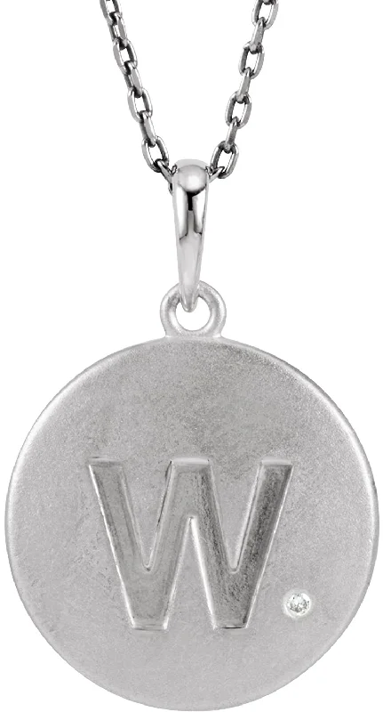 Diamond Letter 'W' Initial Sterling Silver Pendant Necklace, 18" (.005 Ct, GH Color, I2 Clarity)