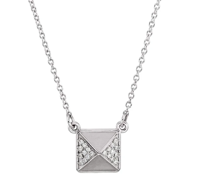 Diamond Pyramid Platinum Pendant Necklace, 16" (.05 Cttw)