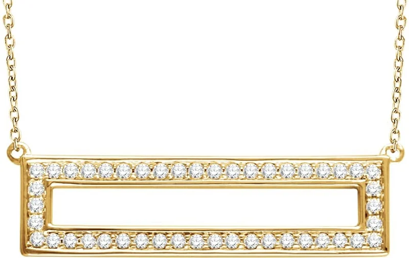 Diamond Rectangle Necklace in 14k Yellow Gold, 16-18" (3/8 Cttw)