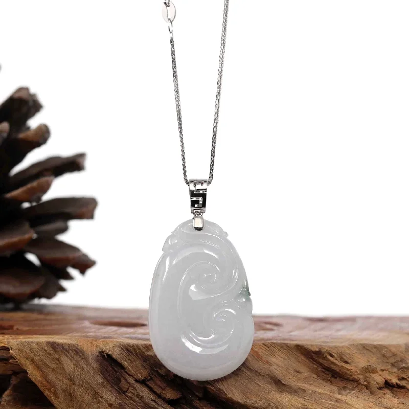 Genuine Lavender Jadeite Jade Ru Yi Pendant Necklace With Sterling Silver Bail