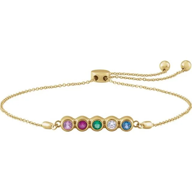 Mother's Family Bezel-Set Adjustable Slide Bracelet