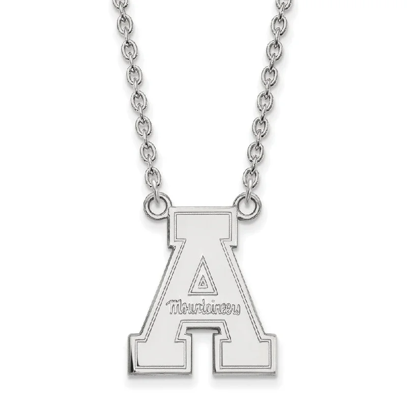 10k White Gold Appalachian State Large Pendant Necklace