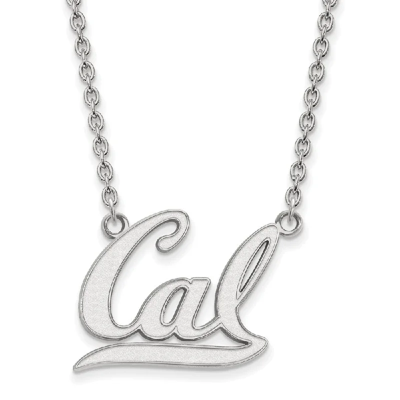 10k White Gold California Berkeley Large 'CAL' Pendant Necklace