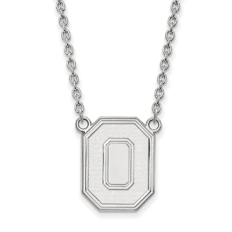 10k White Gold Ohio State Large Pendant Necklace