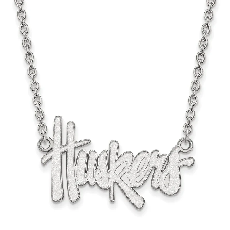 10k White Gold U of Nebraska Huskers Pendant Necklace