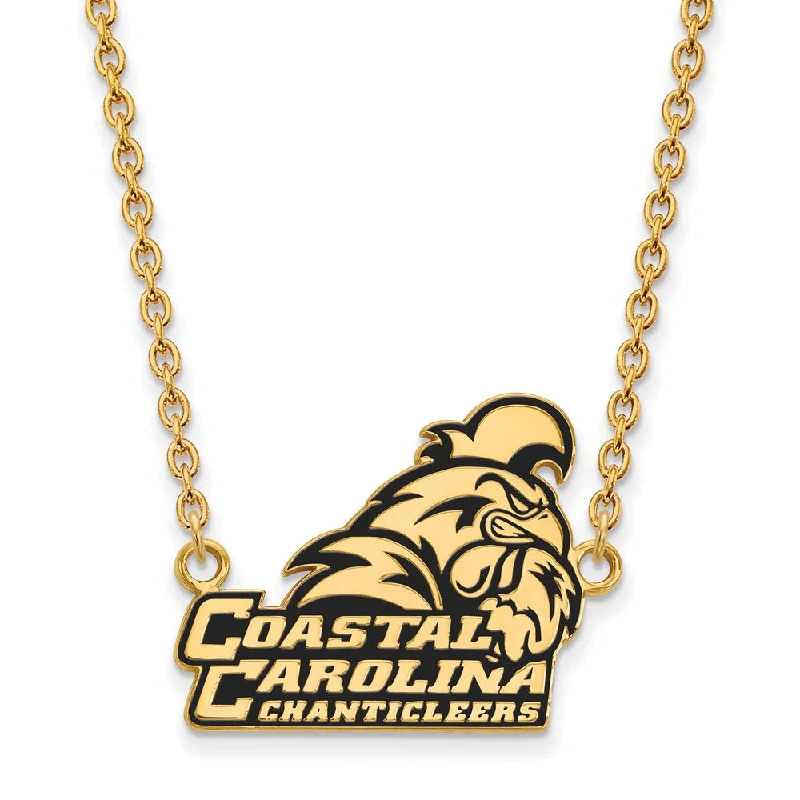 14k Gold Plated Silver Coastal Carolina U Lg Pendant Necklace