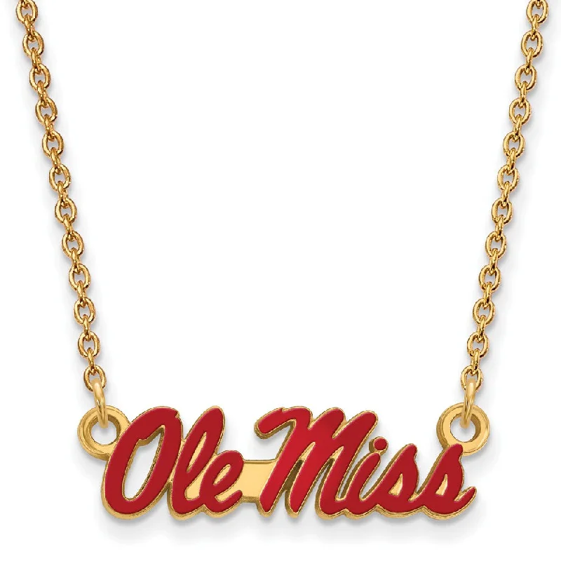 14k Gold Plated Silver U of Mississippi Sm Enamel Necklace