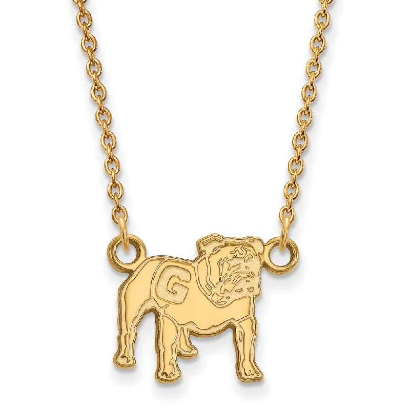 14k Yellow Gold U of Georgia Small Standing Bulldog Necklace