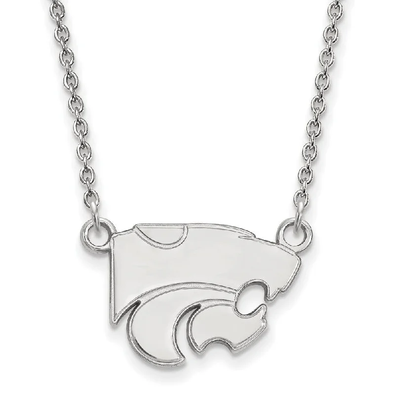 Sterling Silver Kansas State Small Wildcat Pendant Necklace