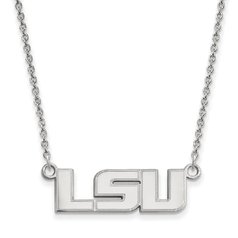 Sterling Silver Louisiana State Small LSU Pendant Necklace