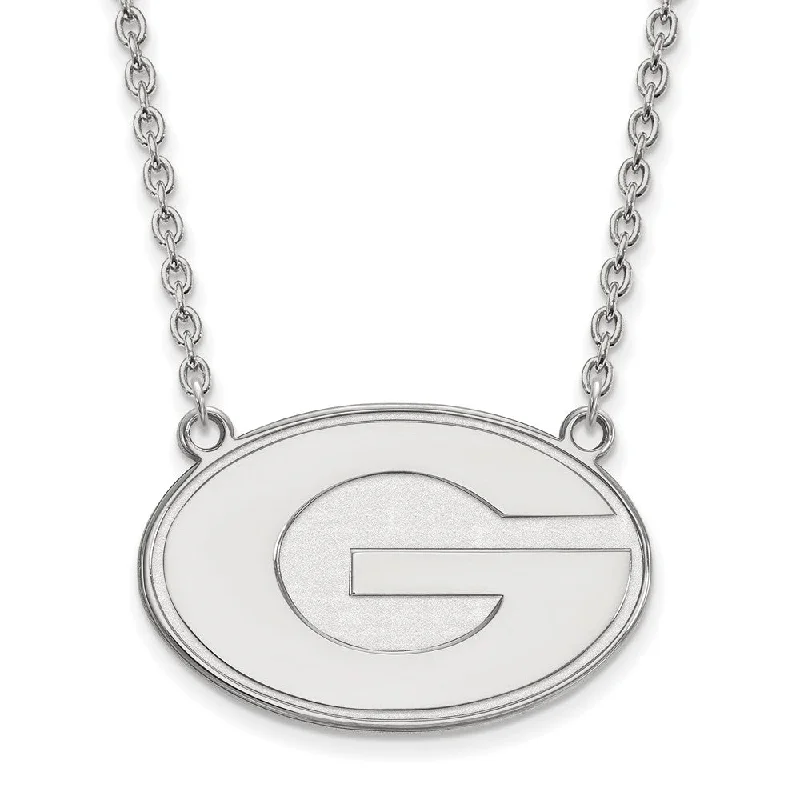 Sterling Silver U of Georgia Large 'G' Disc Pendant Necklace