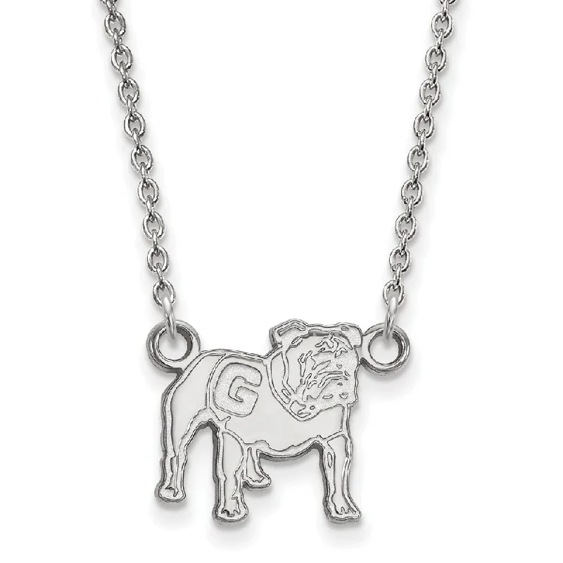 Sterling Silver U of Georgia Small Standing Bulldog Necklace