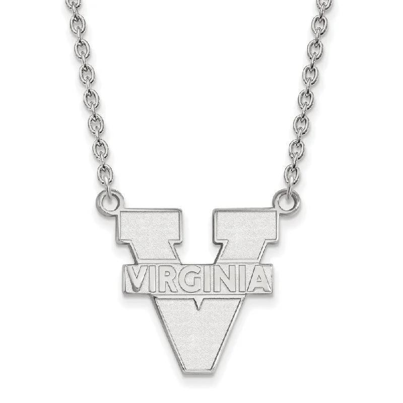 Sterling Silver U of Virginia Large 'V' Logo Pendant Necklace