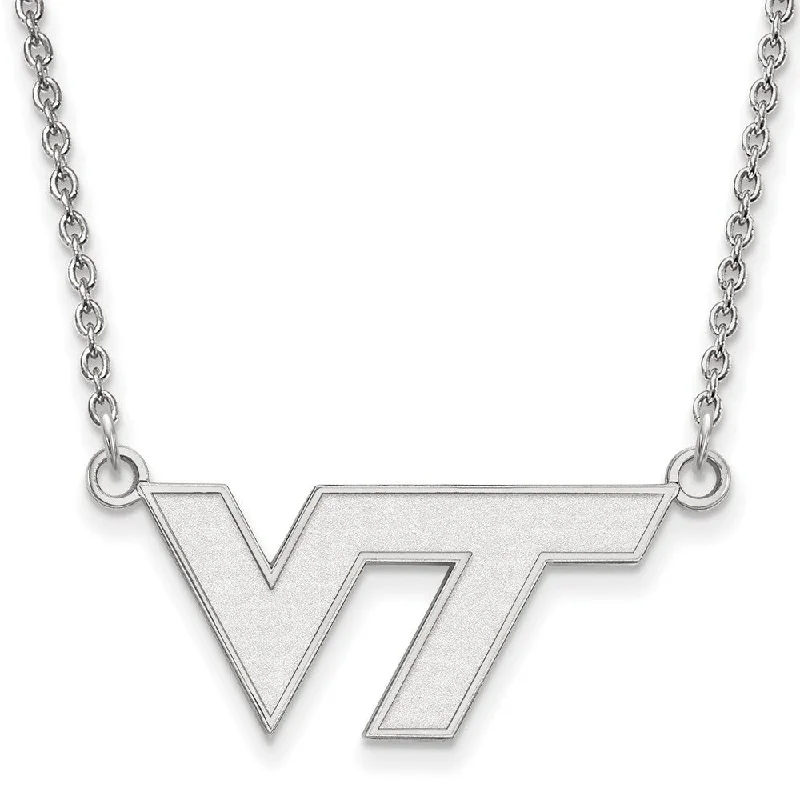 Sterling Silver Virginia Tech Small 'VT' Pendant Necklace