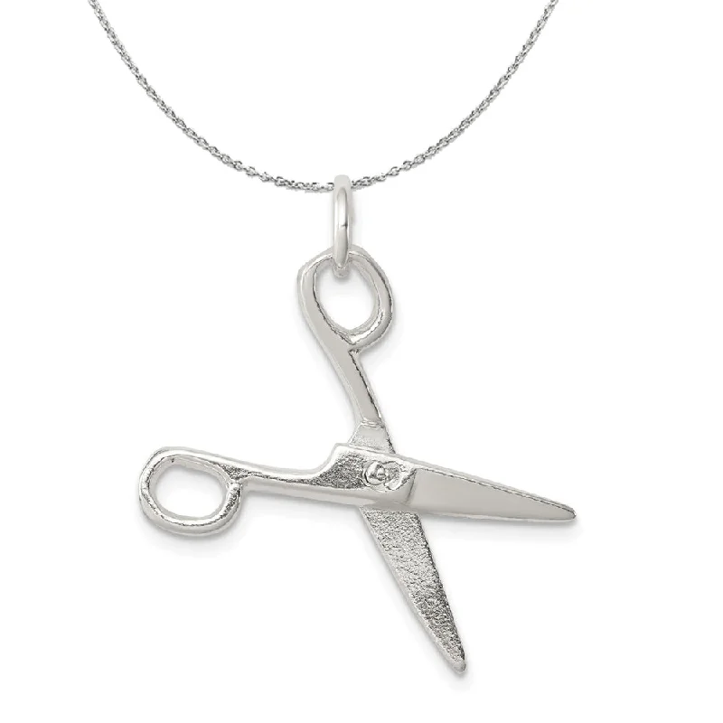 Sterling Silver 3D Moveable Polished Scissors Necklace