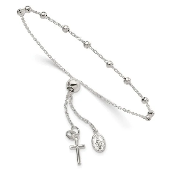 Sterling Silver Adjustable Rosary Bolo Bracelet