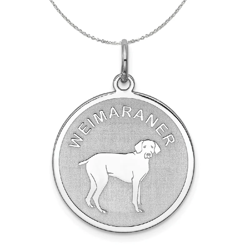 Sterling Silver Laser Etched Weimaraner Dog 19mm Necklace