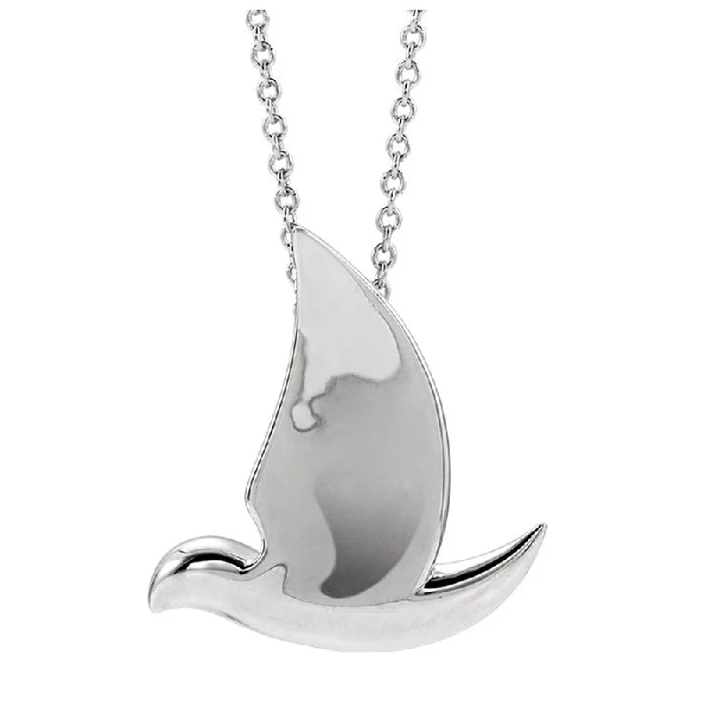 Sterling Silver Polished Dove Necklace, 16-18 Inch