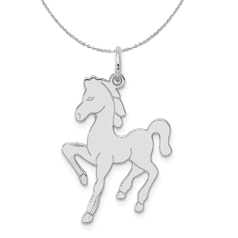 Sterling Silver Polished Prancing Horse Necklace