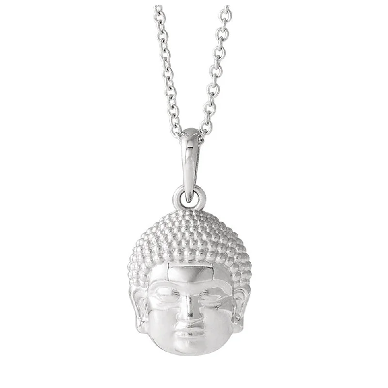 Sterling Silver Small 2D Buddha Necklace, 16-18 Inch