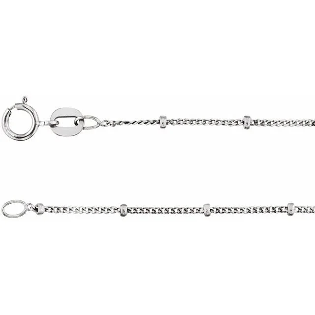 Sterling Silver Solid Beaded Curb Chain