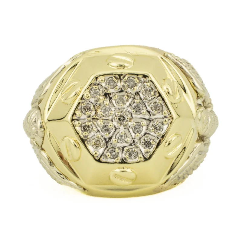 0.38ctw Diamond Accented Gent's Ring in 14K Two Tone Gold -Size 14